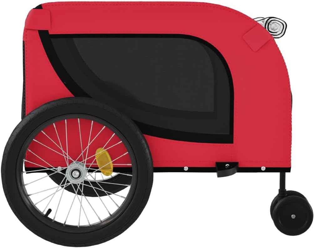 Tidyard Pet Bike Trailer Red and Black Oxford Fabric and Iron Pet Bicycle Carrier, Animal Bike Stroller for Cat, Puppy, Dog, Outdoor, Travel Style B