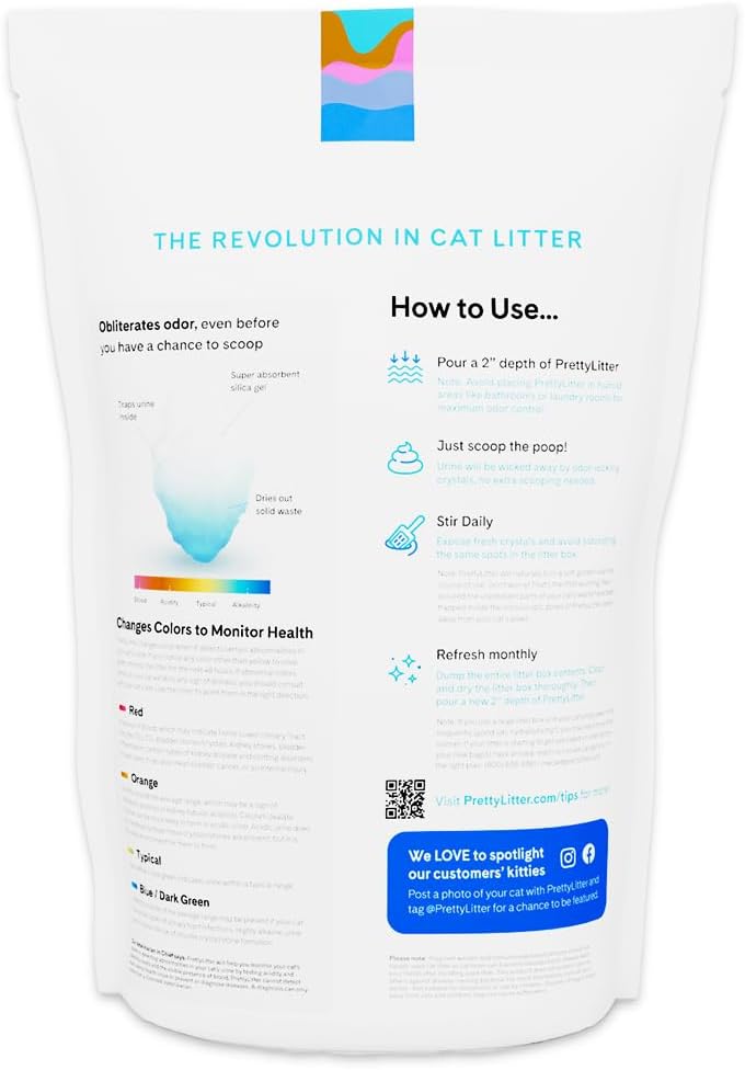 Pretty Litter Health Monitoring Cat Litter, Non-Clumping Crystal Litter, (6LB (Pack of 2), Unscented)