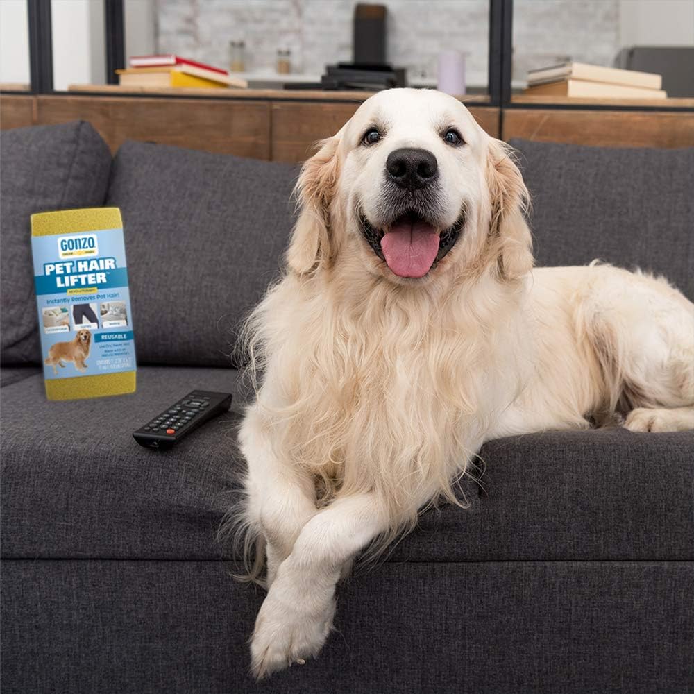 Gonzo Pet Hair Remover - 2 Pack - Lift and Remove Dog, Cat and Other Pet Hair from Furniture, Carpet, Bedding and Clothing