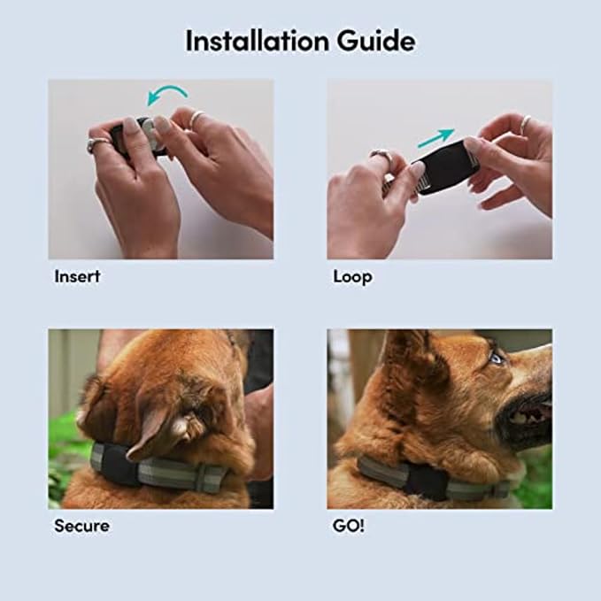 Case-Mate Airtag Dog Collar Holder - Durable, Water Resistant, Lightweight, and Protective Airtag Holder Tag - Easy to Insert Pet Collar Air Tag Loop - Compatible with Cat / Dog Collars - Black