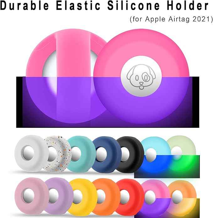 for Airtag Holder for Dog Collar, Cibaabo Silicone Air Tag Case Cover Compatible with Apple Airtags for 0.8-1.2inch Cat Pet Collar Harness Loop