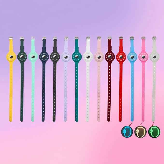 Airtag Protector Silicone Luminous Collar Adjustable Loss Prevention Eye-catching Pet Collar for Cats and Small Dogs(Purple)