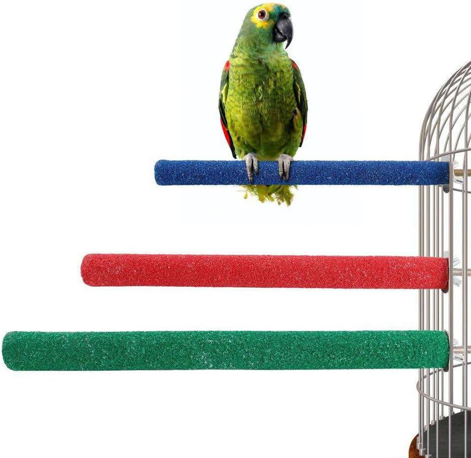 10 PCS Parrot Perch Stand Bird Perch Stand Toy Colorful Paw Grinding Stick Cage Wooden Parakeet Perch Accessories for Cockatiels (7.87in/0.59in)