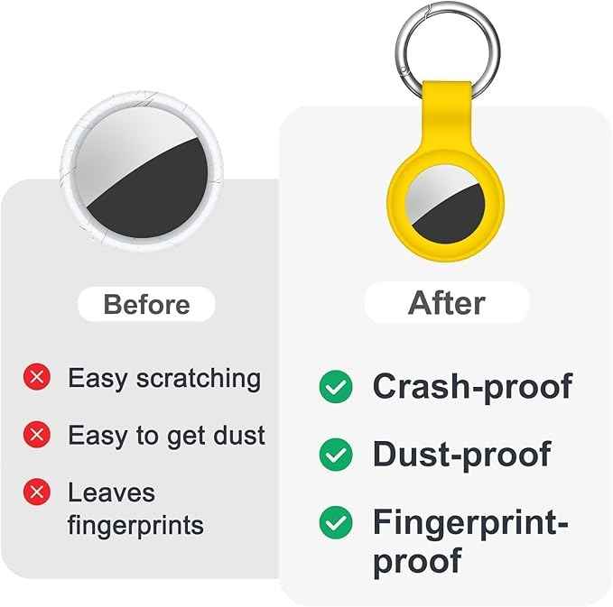 Case for AirTag 2nd Gen (2026) & 1st Gen, Silicone Holder Keychain Key Ring, Protective Cover for Apple for Air Tags, GPS Finder Accessories for Bags, Pets, Kids, Luggage, Yellow
