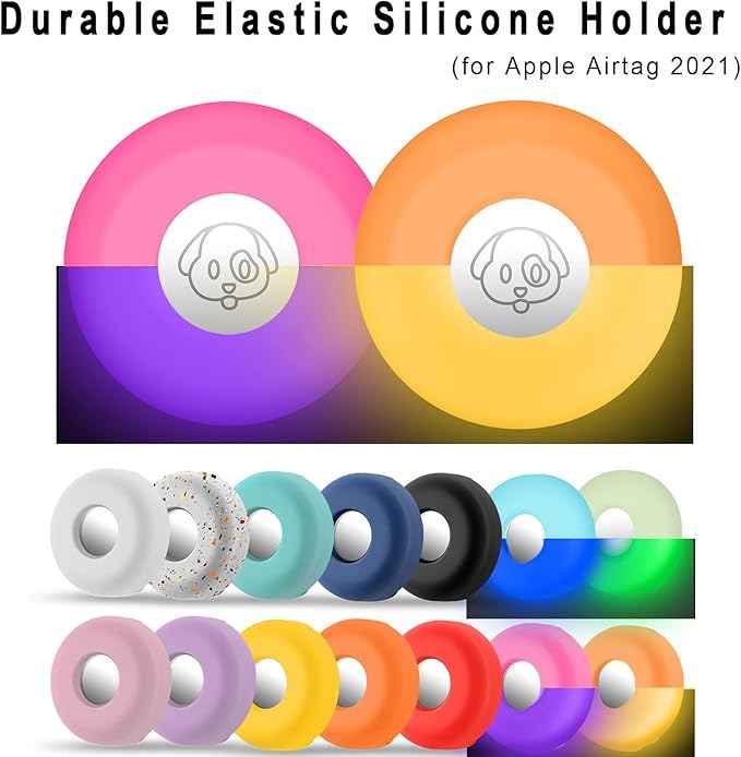 for Airtag Holder for Dog Collar, Cibaabo Silicone Air Tag Case Cover Compatible with Apple Airtags for 0.8-1.2inch Cat Pet Collar Harness Loop