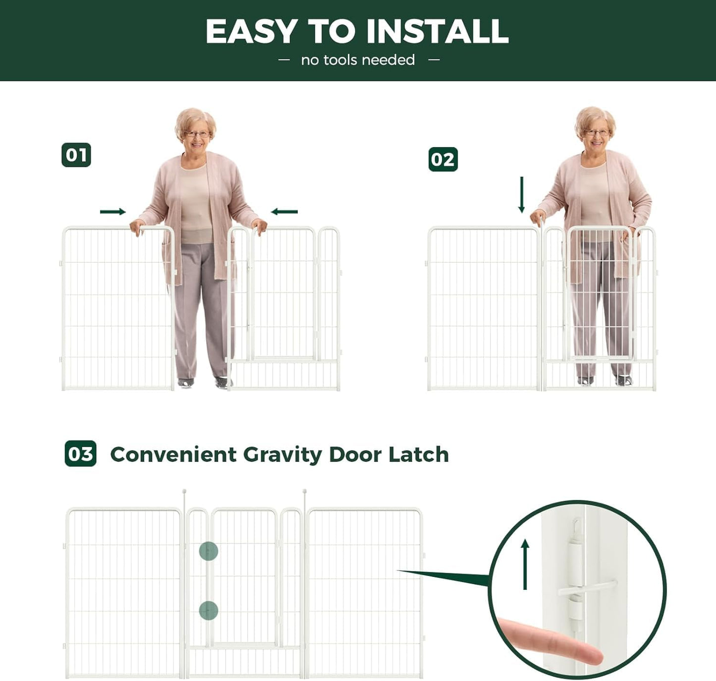FXW Rollick Unleashed Dog Playpen for Indoor, Yard, RV Camping, 40 inch 32 Panels for Medium and Large Dogs, White│Patented