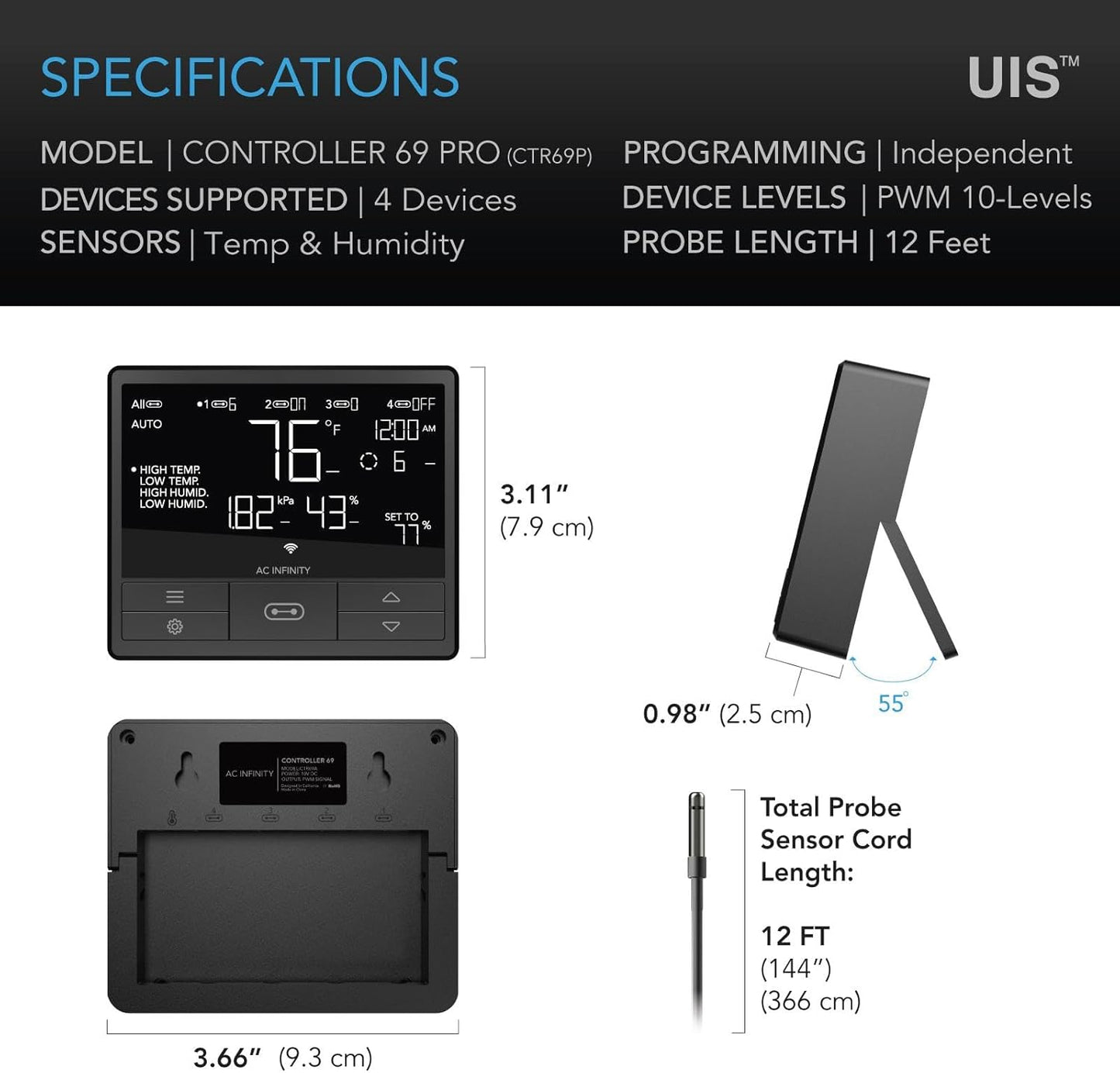 AC Infinity Controller 69 PRO, Smart Environmental Controller with Temperature, Humidity, VPD, Timer, Cycle, Schedule Controls, for Grow Tent Cooling Ventilation Lighting