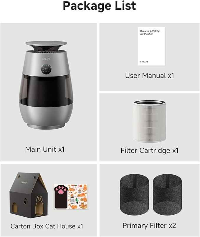 Dreame Pet Air Purifier, 1346 ft² for Home Large Room, NeverChange 5.4-Year Filters for Odor Purification, 360° Visual Collection of Hair, Pet-Friendly Design, APP & Voice Control, AP10-Grey