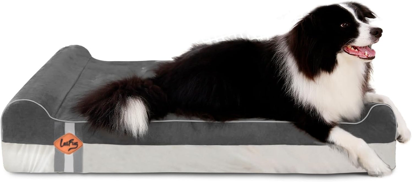 Laifug Orthopedic Memory Foam Extra Large Dog Bed Pillow (50"x36"x10", Grey) Durable Waterproof Lining and Removable Washable Cover and Smart Design