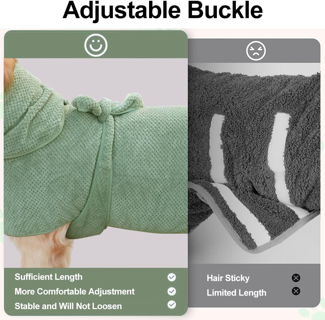 Giant Dog Bath Bubble, Quick Drying Super Absorbent Used for After Bathing, Warm Dog Towels, Adjustable Hoodies and Belts for Pet Dogs Bath Clothes Products(Green Jacquard, 6XL) - Pawvie
