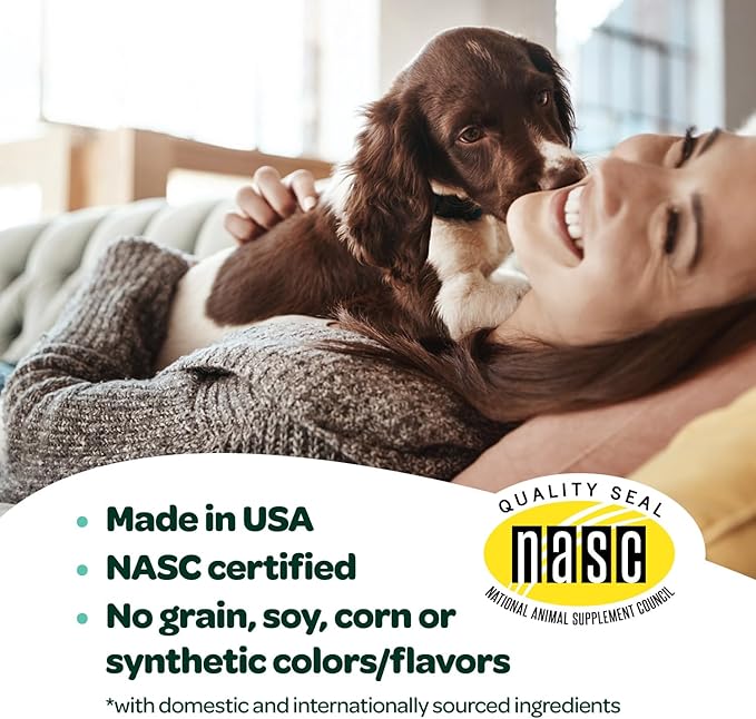 Dog Allergy Chews with Probiotics | Seasonal Allergy Chews for Dogs with Wild Alaskan Salmon Oil & Colostrum | Environmental Dog Allergy Support | NASC Certified & Made in The USA | 60 Chews