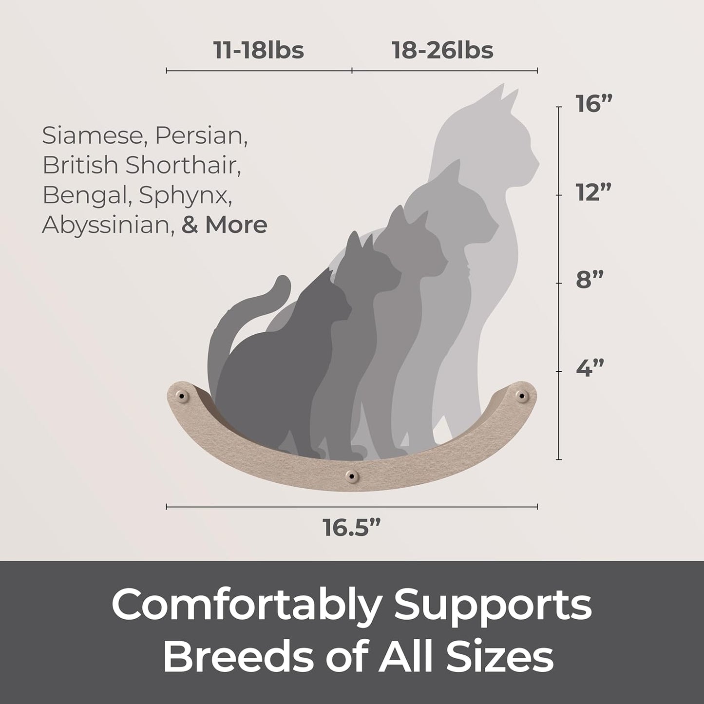 Wall Mounted Cat Shelves (Set of 4) by Pryde Pets - 100% Sustainable PET Felt Feline Enrichment Climber Furniture for Small & Large Indoor Cats, Modern Climbing Gym Jungle Design (Charcoal)