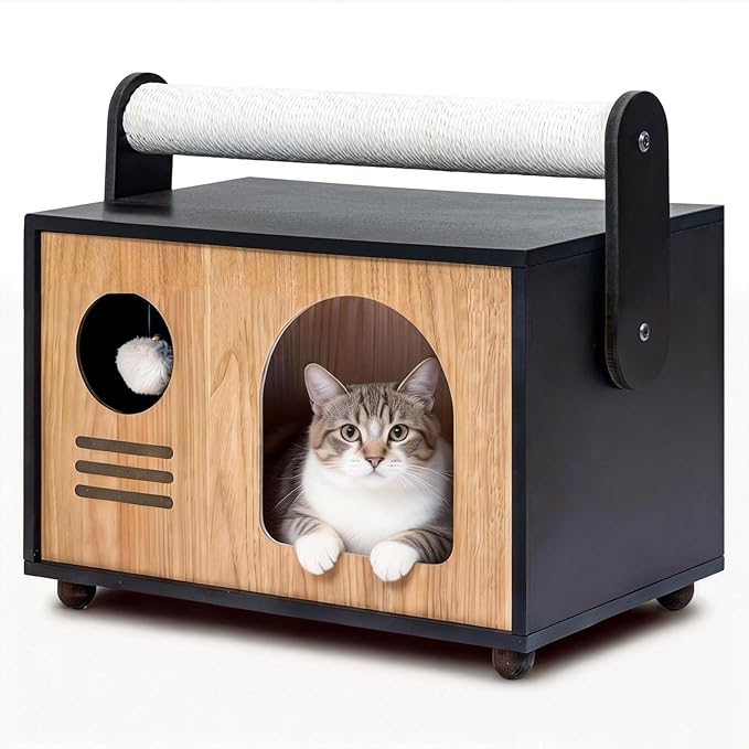 Modern Luxury Cat House & Condo – Indoor Wooden Cat Furniture with XL Lounge, Hammock, Scratching Posts & Climbing Platforms