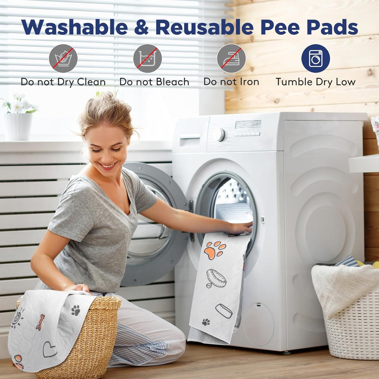 Washable Pee Pads for Dogs, 2 Pack Large 34"x36" Super Absorbent Reusable Puppy Pads Pet Training Pads, 100% Waterproof Non-Slip Puppy Pee Pad Whelping Dog Playpen Crate Mat for Potty, Cage Pads