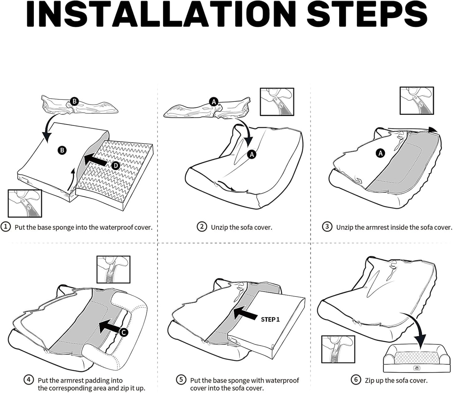 Hollypet Orthopedic Dog Bed for Large Dogs, Supportive Foam Pet Couch with Removable Washable Cover and Non-Slip Bottom, Waterproof Lining Dog Sofa Bed, Gray, L (36 * 26 * 8)