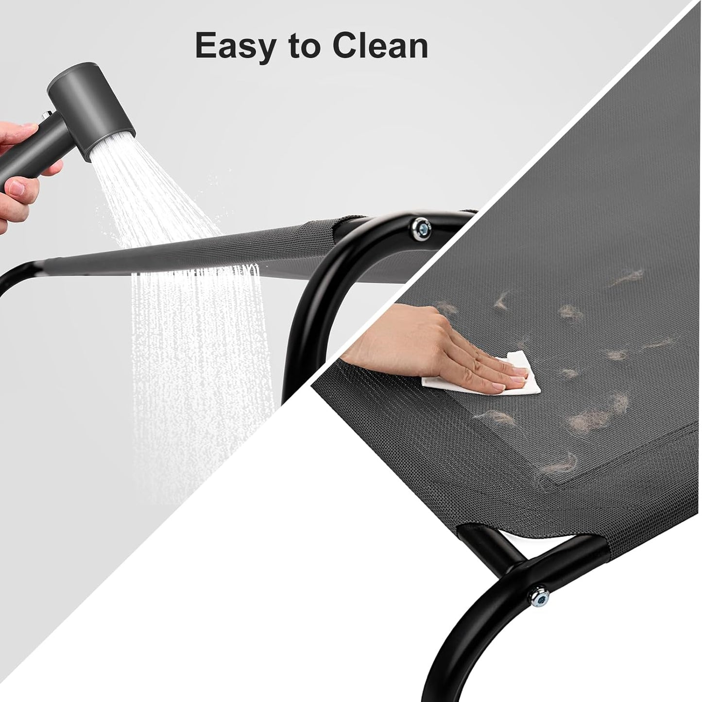 50" Lx35 Wx8 H Cooling Elevated Dog Bed for Large Dogs with Non-Slip Floor Protectors & Breathable Mesh, Raised Indoor & Outdoor Dog Cot Pet Hammock, Grey