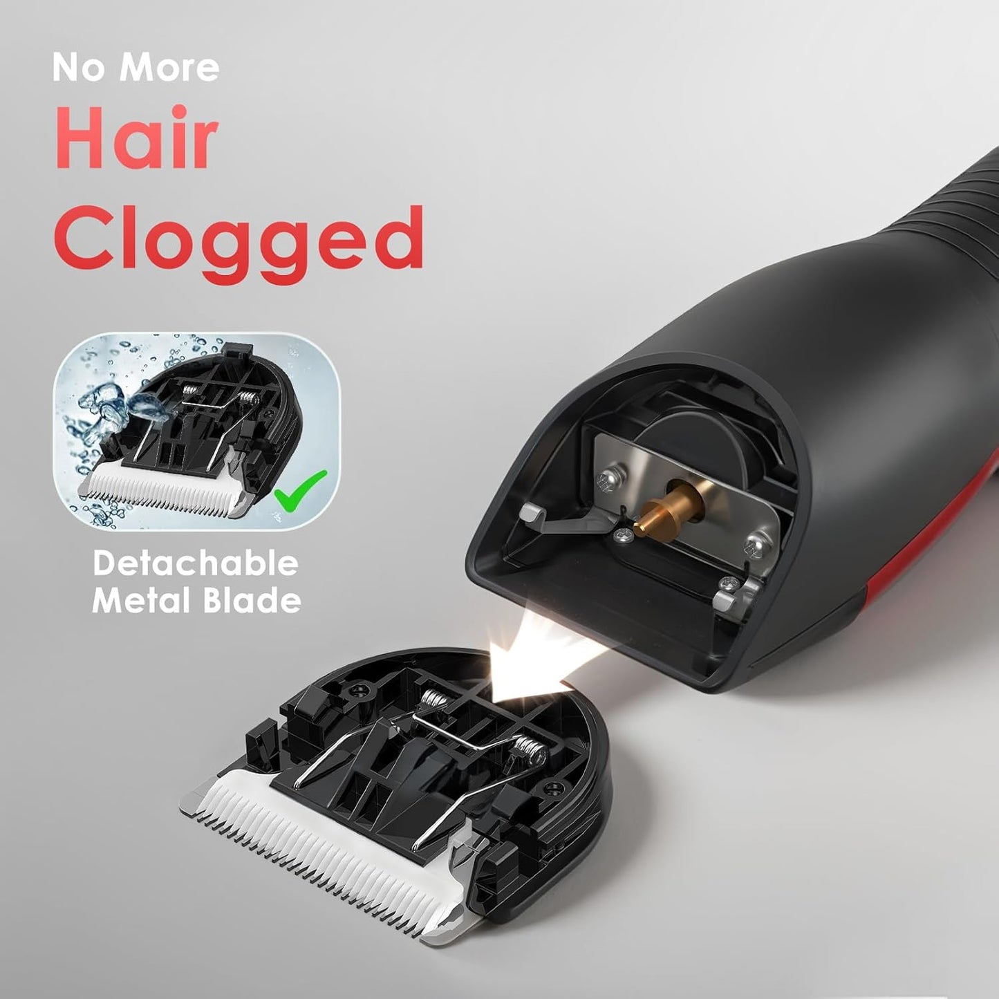 Horse Clippers,Quiet 2-Speed Horse Grooming Clippers,Rechargeable Pet Shaver with Scissors for Matted Long Hair,Cordless Wide-Blade Powerful Horse Trimmer Kit for Thick Coat #066 Red