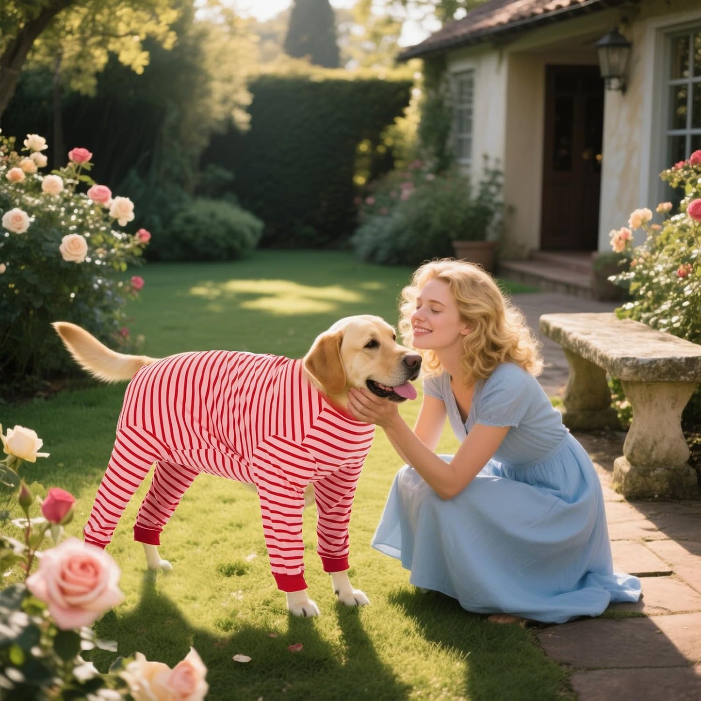 Yeapeeto Dog Onesie Surgery Recovery Suit for Large Medium Bodysuit Dogs Pajamas PJS Full Body for Shedding, Prevent Licking, Wound Protection, Cone Alternative… (Red Pink, 4X-Large (Pack of 1))