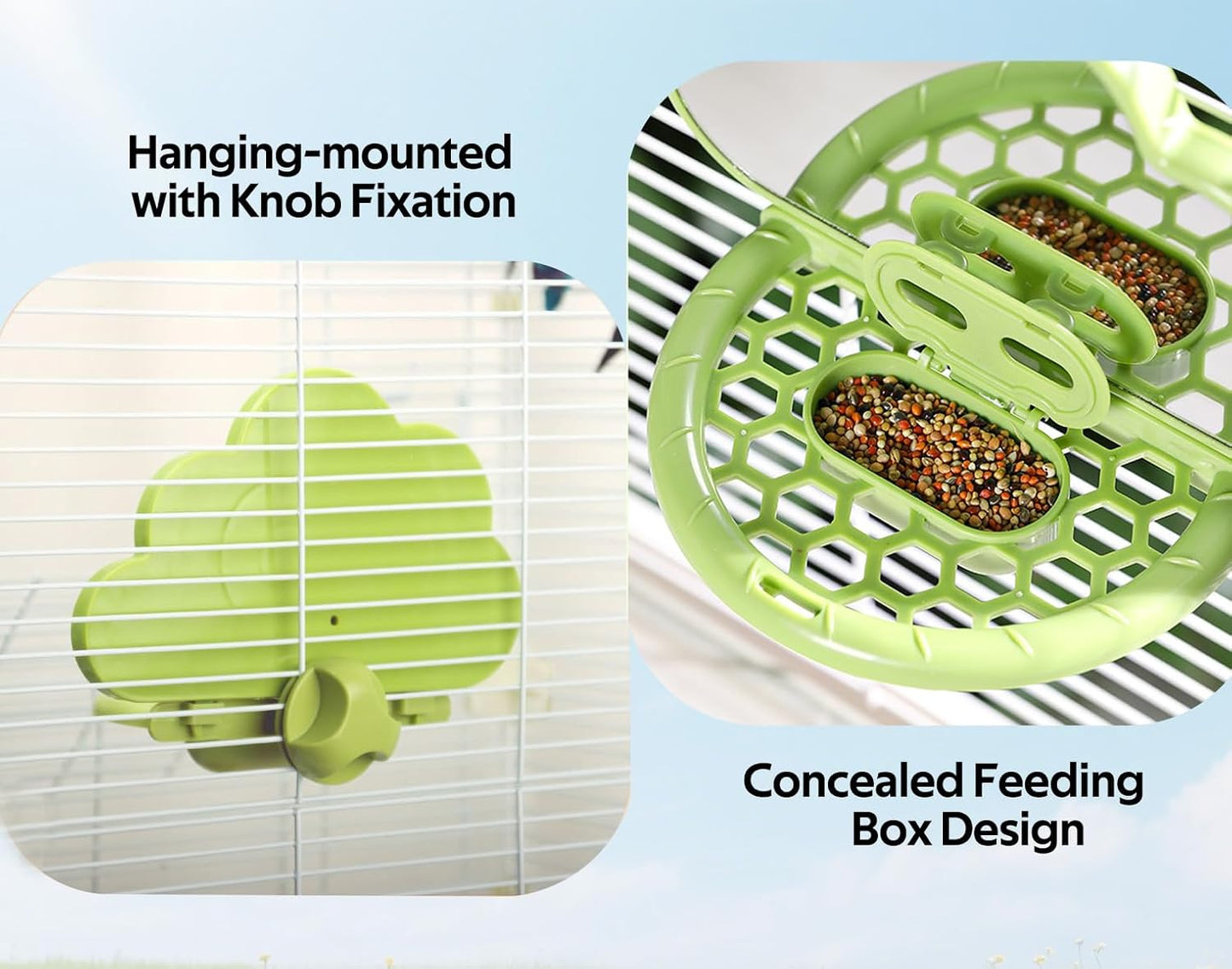 Bird Mirror with Perch & Slow Feeder – Interactive Bird Toy, Birds Cage Accessories for Parakeet, Budgies, Cockatiels, Conures, Lovebird, Finches & Canary – Relieve Boredom-Green