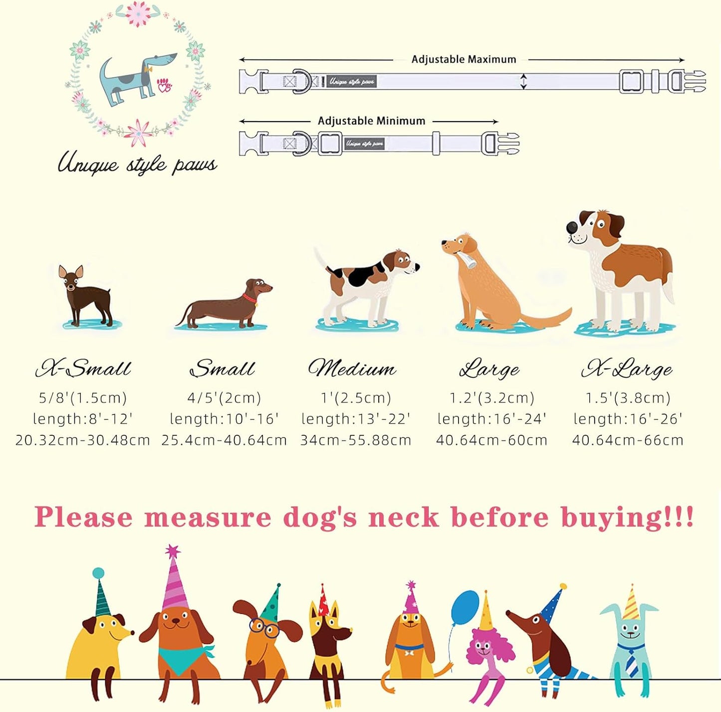 Unique style paws Cartoon Dog Collar with Bow Spring Summer Collar with Flower Dinosaur Park for Small Medium Large Boys Girls Dogs