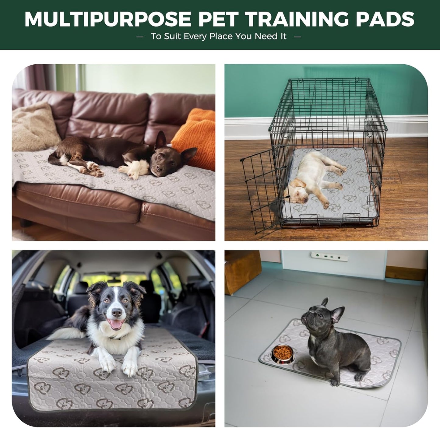FXW Washable Pee Pads for Dogs, Puppy Pads with Super Absorbent, Specifically Designed for 24inch Cages, 23" × 17" Rectangle, Khaki, 1 Pack