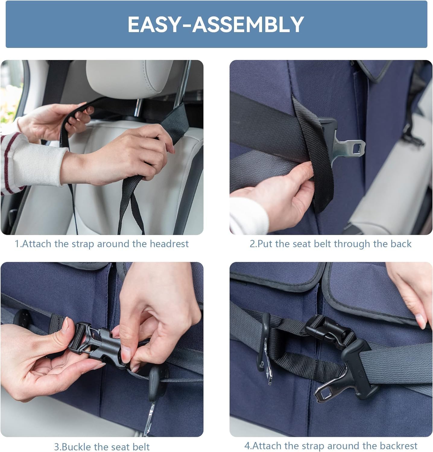 A 4 Pet Dog Car Seat for Medium/Large Dog or 2 Small Dogs, Booster Car Seat with Storage Bags and 2 Seat Belts, Pet Seat for Dogs Under 55 lbs