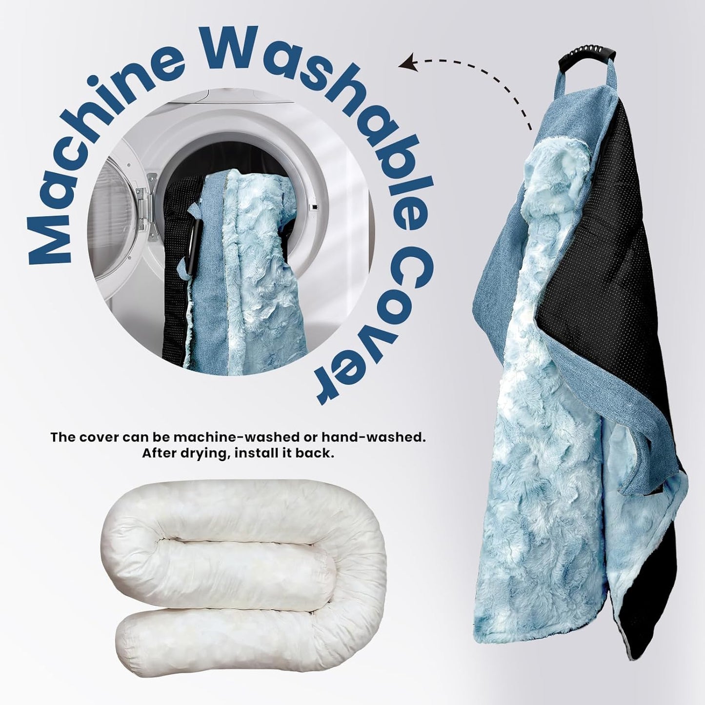 Calming Dog Couch Bed for Large Dogs, 41 x 37 inch Waterproof Removable Pet Mat Couch Cover for Furniture Protector, Non-Slip Fluffy Pelsbarn Dog Bed for Couch, Sofa, Outdoor - Tie-Dye Blue