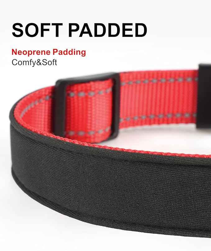 TagME Airtag Dog Collar,Waterproof Reflective Pet Collar with Airtag Holder,Soft Padded and Double D-Rings for Medium Dogs,Red