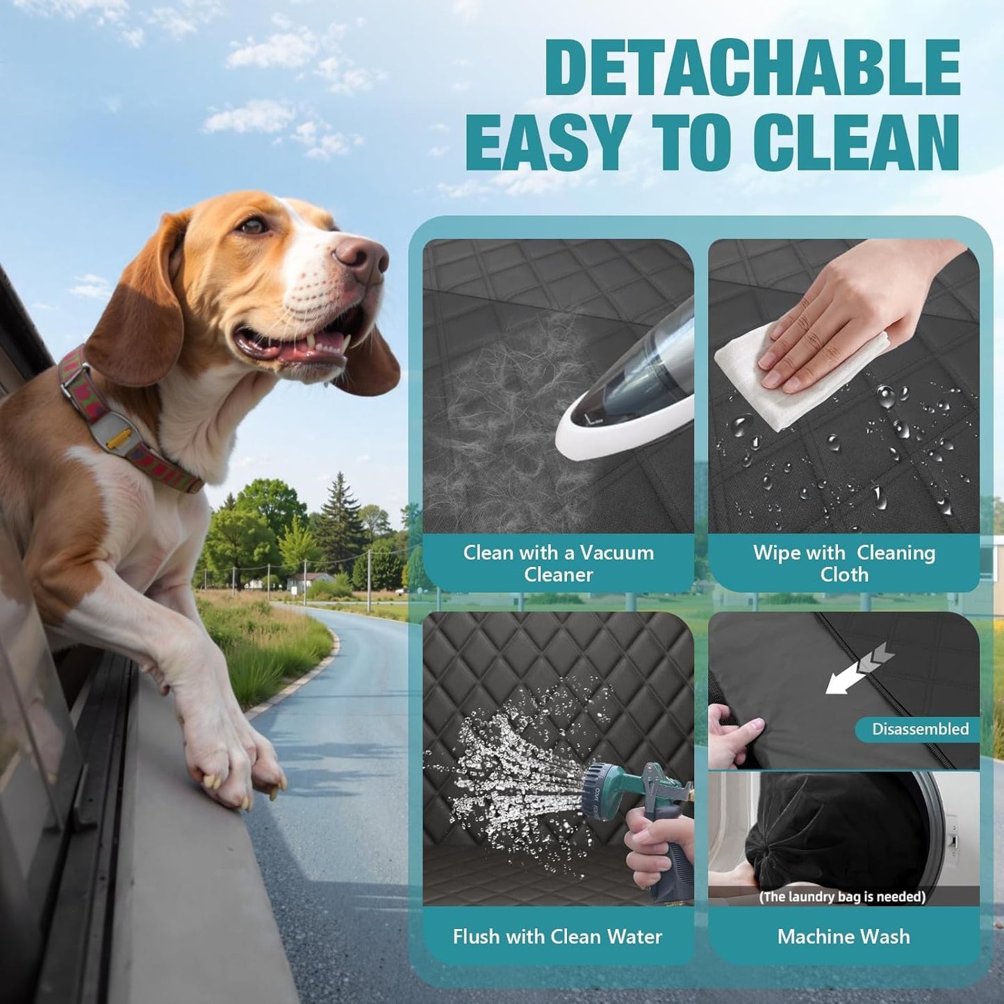 Waterproof Dog Car Seat Cover for Back Seat – Heavy Duty Back Seat Extender for Dogs with Hard Bottom, 7-Layer Protection, Non-Slip & Scratchproof, Easy to Install (Black) - Pawvie