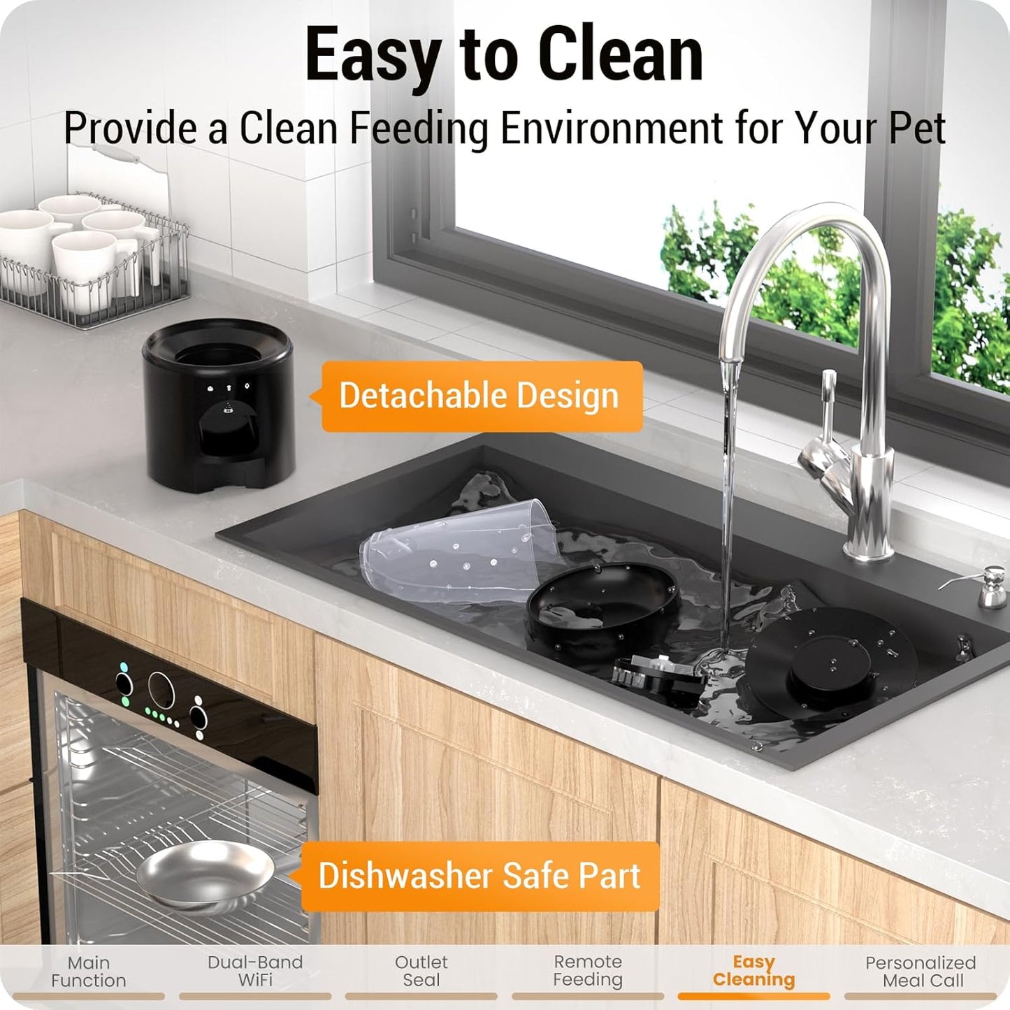 5L Automatic Cat Feeder with Sealed Outlet: 5G WiFi Automatic Dog Feeder with APP Control, Auto Cat Food Dispenser with Voice Recording for Pets, Detachable for Easy Clean - 21 Cup