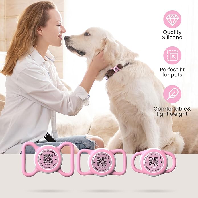 Waterproof AirTag Dog Collar Holder for Apple AirTag QR Code