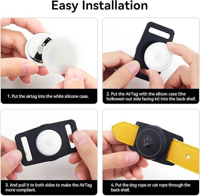 for Airtag Dog Collar Holder 2 Pack,Waterproof Dog Collar Holder for Apple AirTag(Gen 1 & 2),Silicone Air Tags Case for Dog Collars(Black)