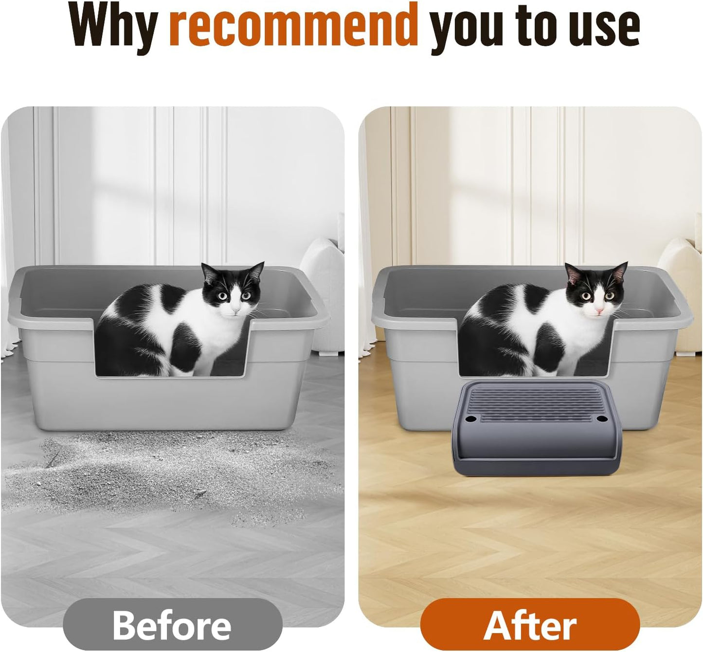 Cat Litter Box Step, Cat Litter Box Ramp Mat with Filter Function for Self-Cleaning Cat Litter Box, Easy to Clean, Cat Pedal Step Stool Ideal for Kitten & Elderly Cats (Dark Grey)