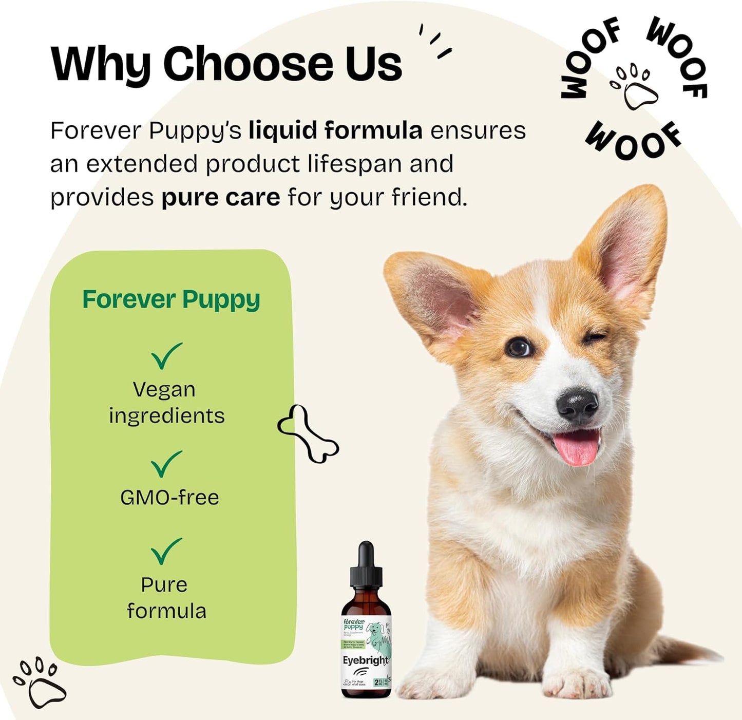 Forever Puppy Eyebright Drops for Dogs - Eyebright Herb Tincture for Soothing Eyes Irritation - Liquid Eye Health Support Supplement for Dogs of All Breeds & Sizes - 2 oz