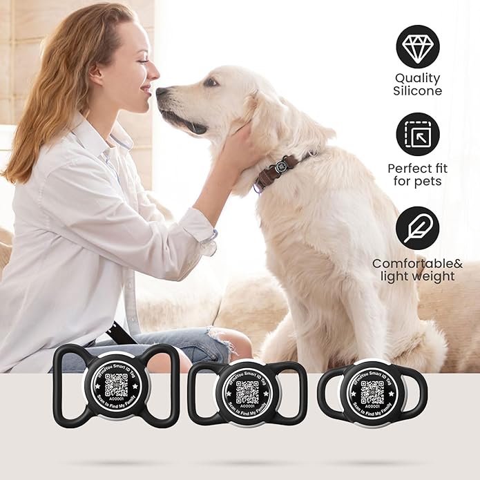 Waterproof AirTag Dog Collar Holder for Apple AirTag QR Code