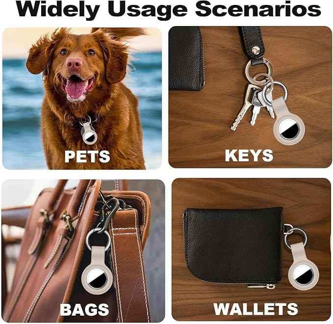 Case for AirTag 2nd Gen (2026) & 1st Gen, Silicone Holder Keychain Key Ring, Protective Cover for Apple for Air Tags, GPS Finder Accessories for Bags, Pets, Kids, Luggage, Milk Tea Color