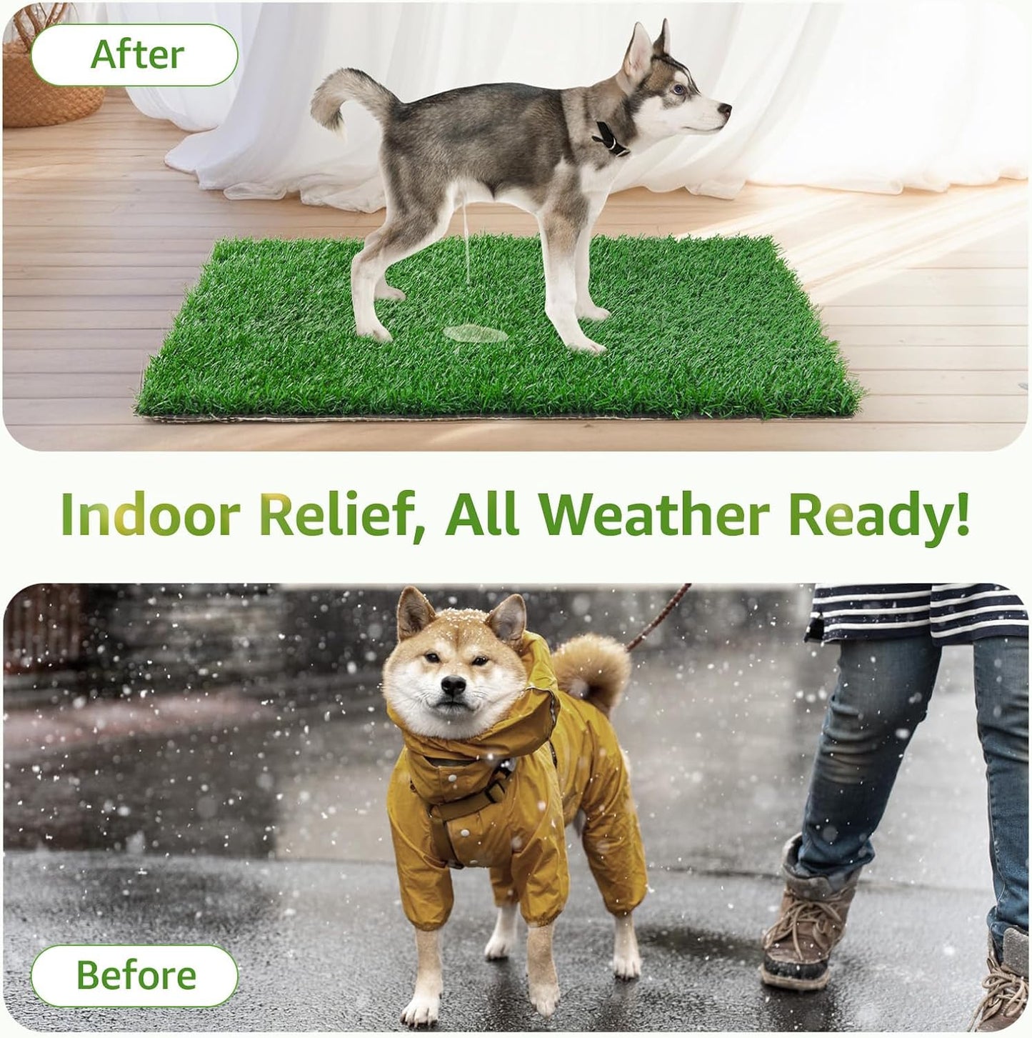 LOOBANI Dog Grass Pee Pads, Artificial Dog Grass Pads for Potty Tray, Fake Grass for Dogs to Pee On, Outdoor Indoor Pee Grass for Dog Potty(59*59 inch)