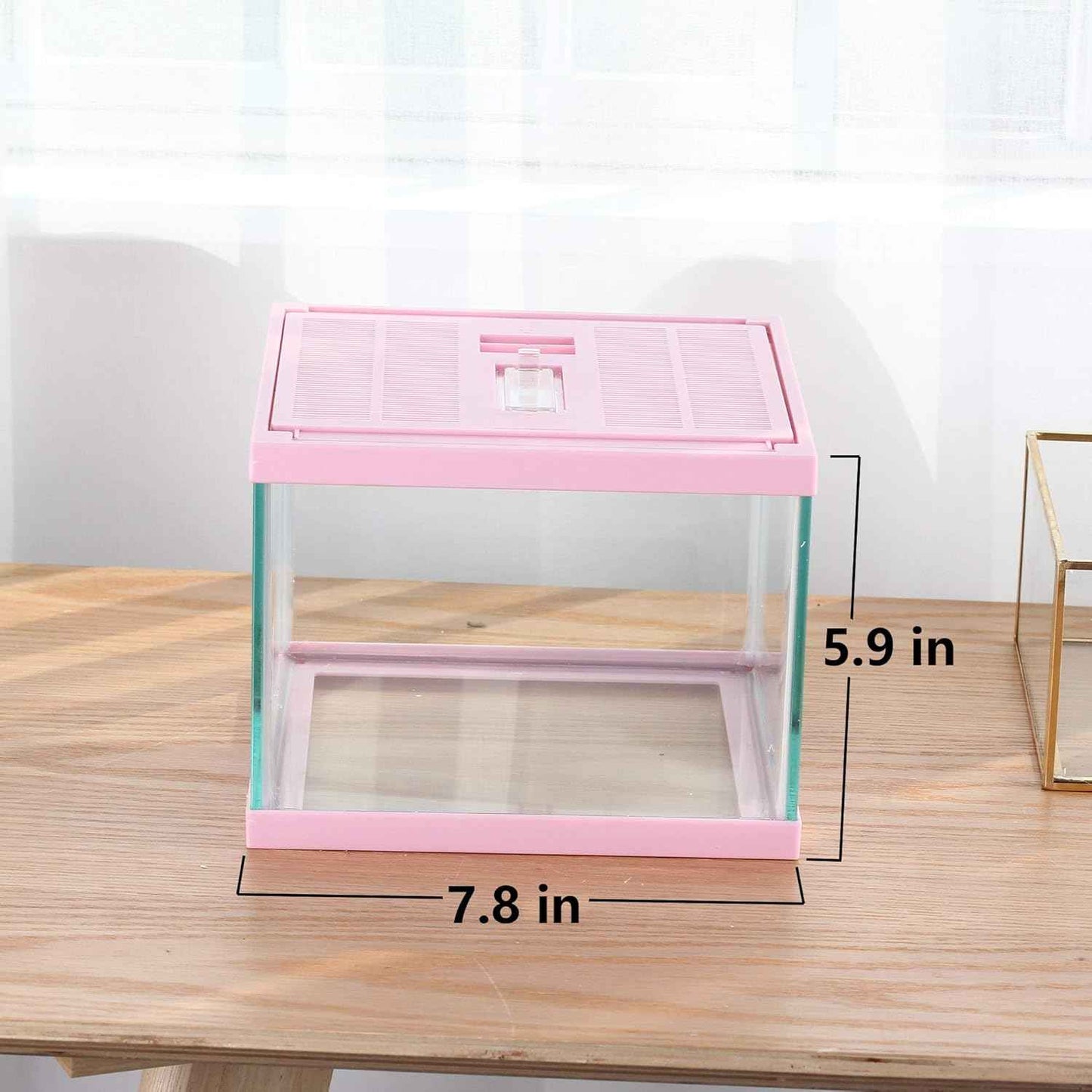 crapelles Reptile Tank Color Pink Spider Terrarium Container Tarantula Box Cage Gecko Habitat Insect Enclosure Frog Carrier Tortoise Snail Container Fish Bowl Hermit Crab House Cricket Breeding Box