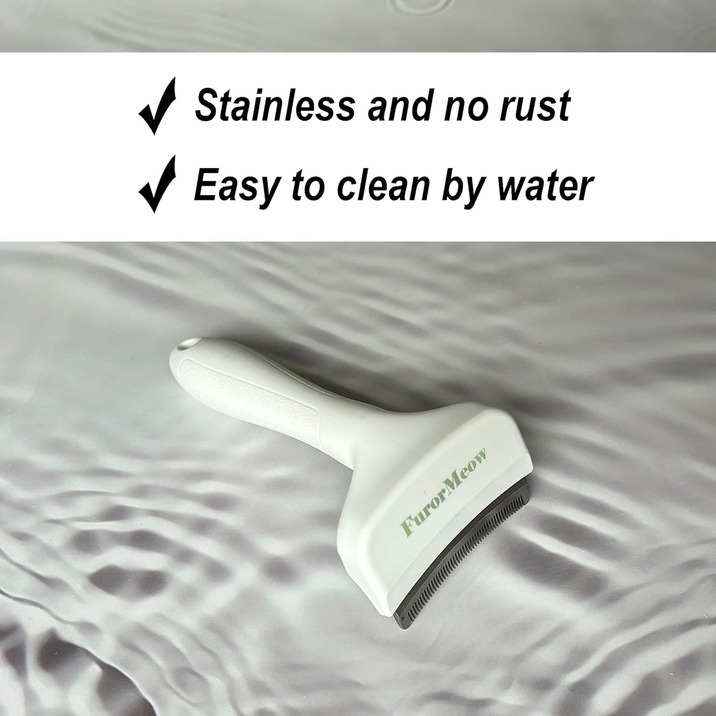 Pet Deshedding Tool with Curve Blade, Cat Grooming Brush, Tight V-shaped Teeth Shedding Comb for Cat and Small Dog (White, Small)