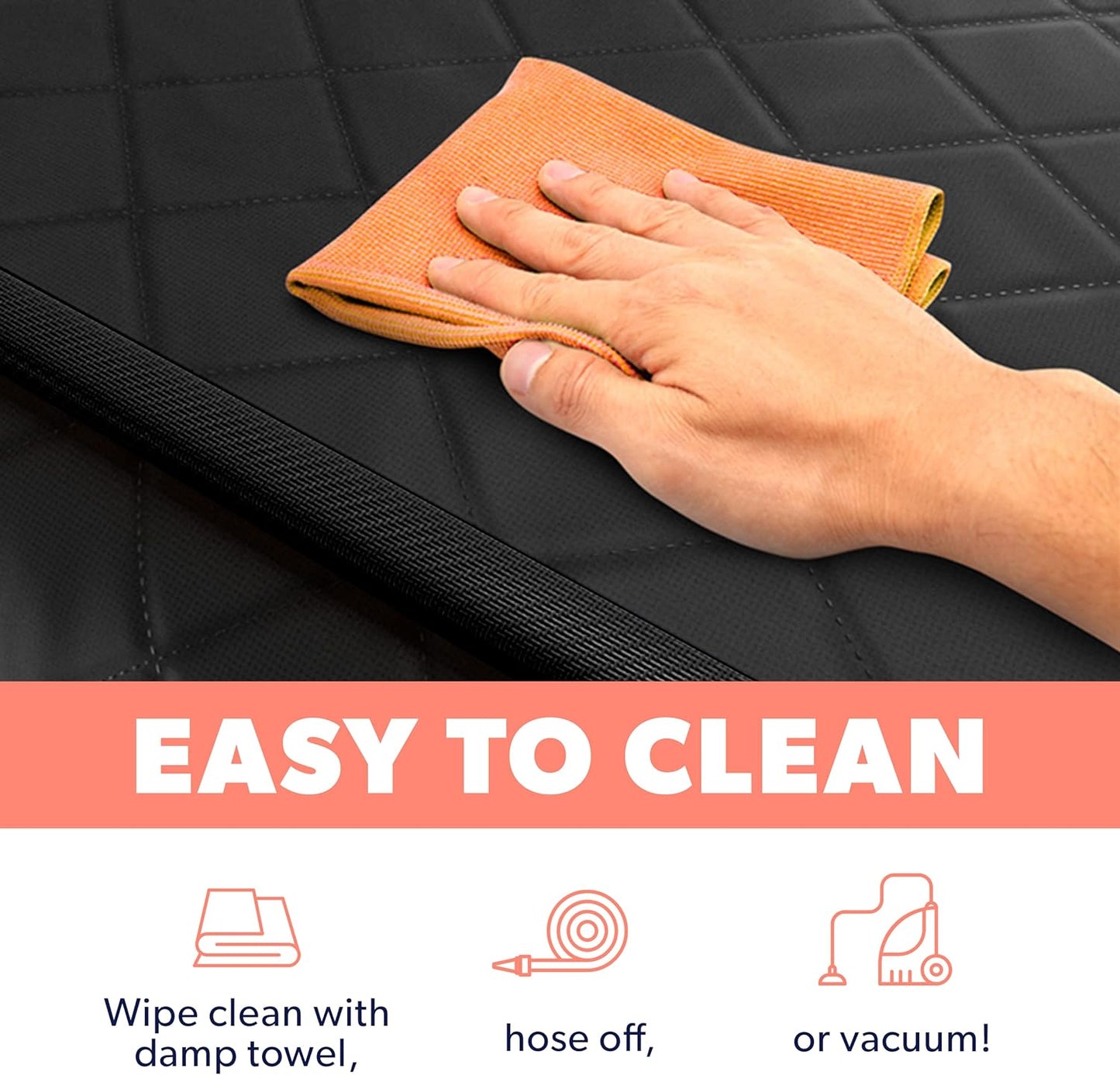 Active Pets Dog Car Seat Cover, Waterproof Front Seat Protector for SUV Truck Sedan, Pet Safety Travel Comfort System with Universal Fit, Black