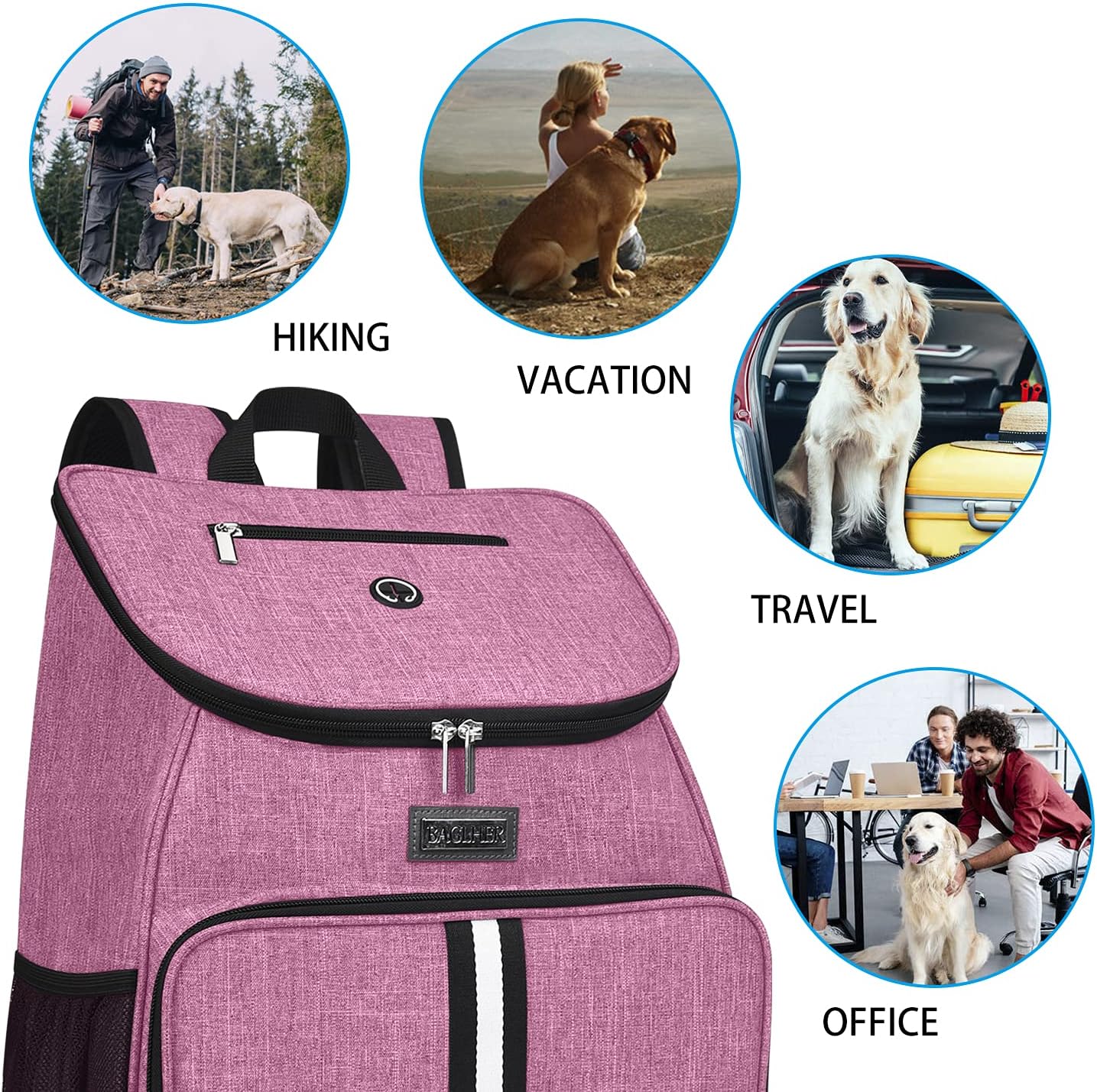 BAGLHER丨Dog Travel Bag, Airline Approved Pet Supplies Backpack, Dog Travel Backpack with 2 Silicone Collapsible Bowls and 2 Food Baskets - Pawvie