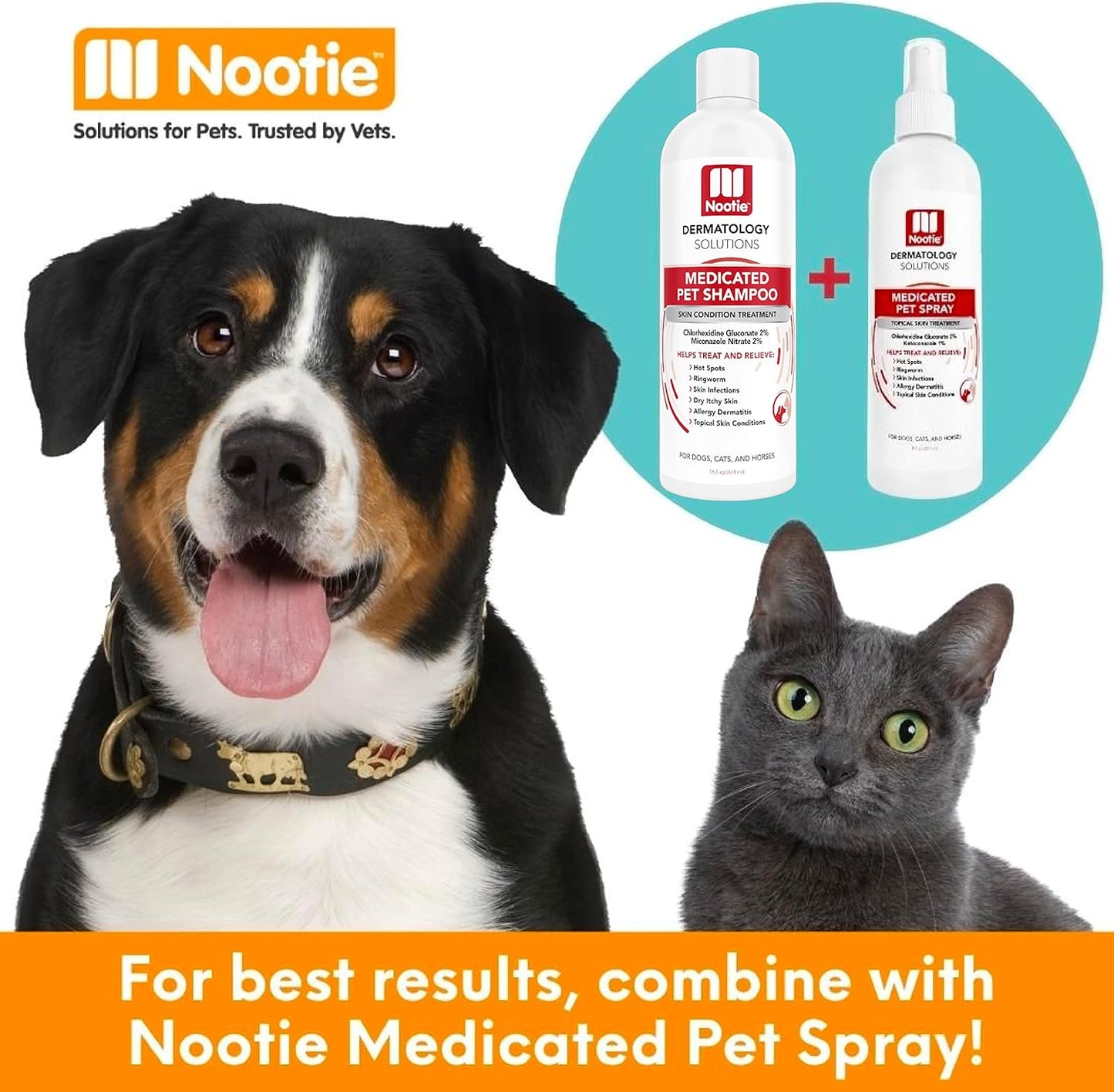 Nootie Medicated Pet Shampoo, Chlorhexidine Dog Shampoo for Itch Relief, Sold in over 5,000 Vet Clinics & Pet Stores Worldwide- 16oz