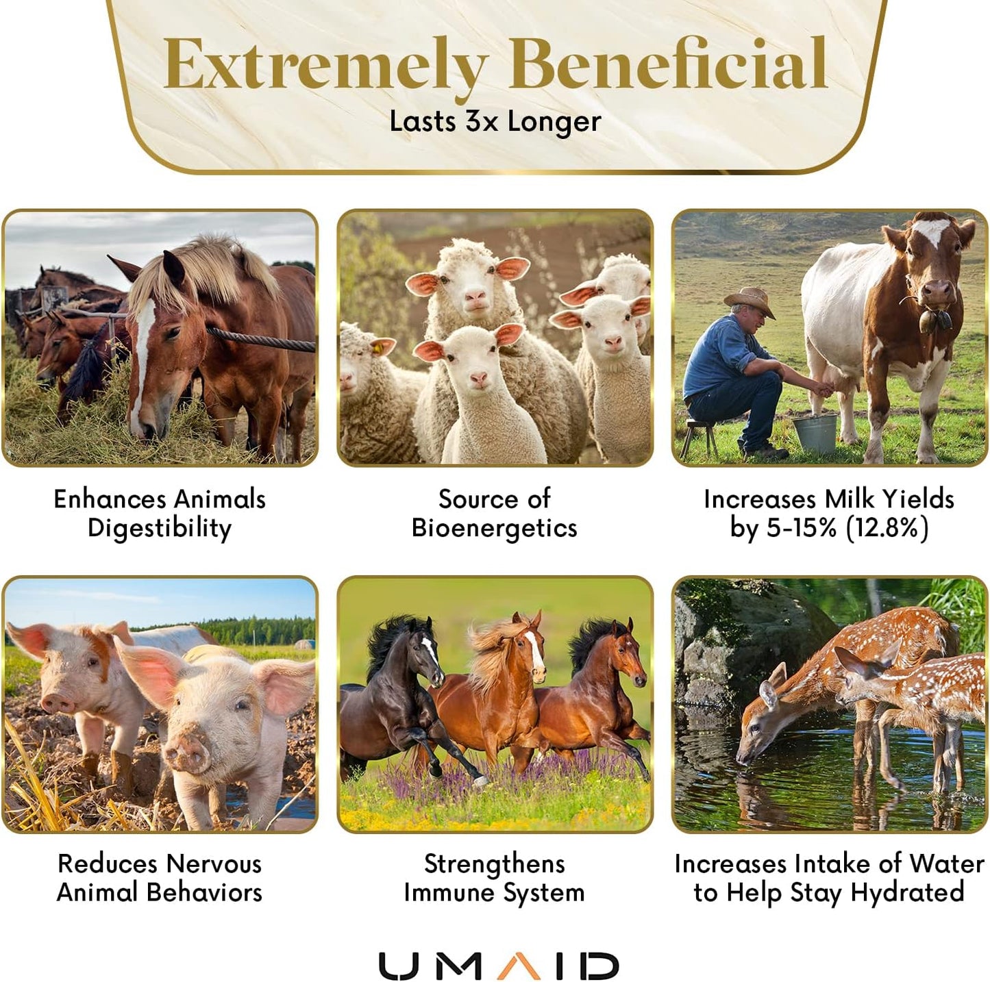 UMAID Himalayan Salt Lick 6 lbs. on Rope for Horses, Deer, Goats, Cow, Sheep, Cattle, Alpacas, and Livestock – Mineral Horse Treats, Natural Himalayan Rock Salt Block for Deer and Horses, 4 Pack