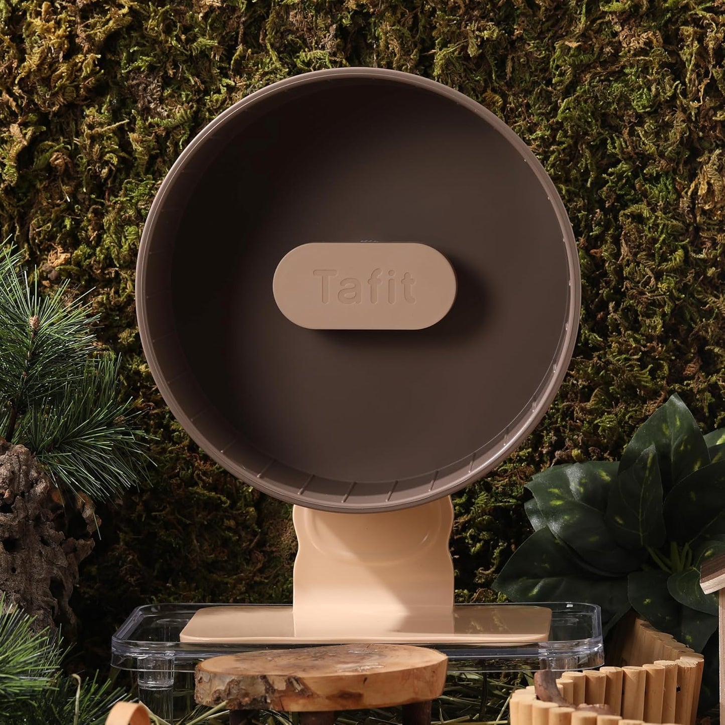 Quiet Hamster Wheel 10.2 Inch Dual-Bearings Silent Small Animals Running Exercise Wheel Height Adjustable for Syrian Hamsters, Gerbils, Rats, or Other Small Pets, Nut Brown