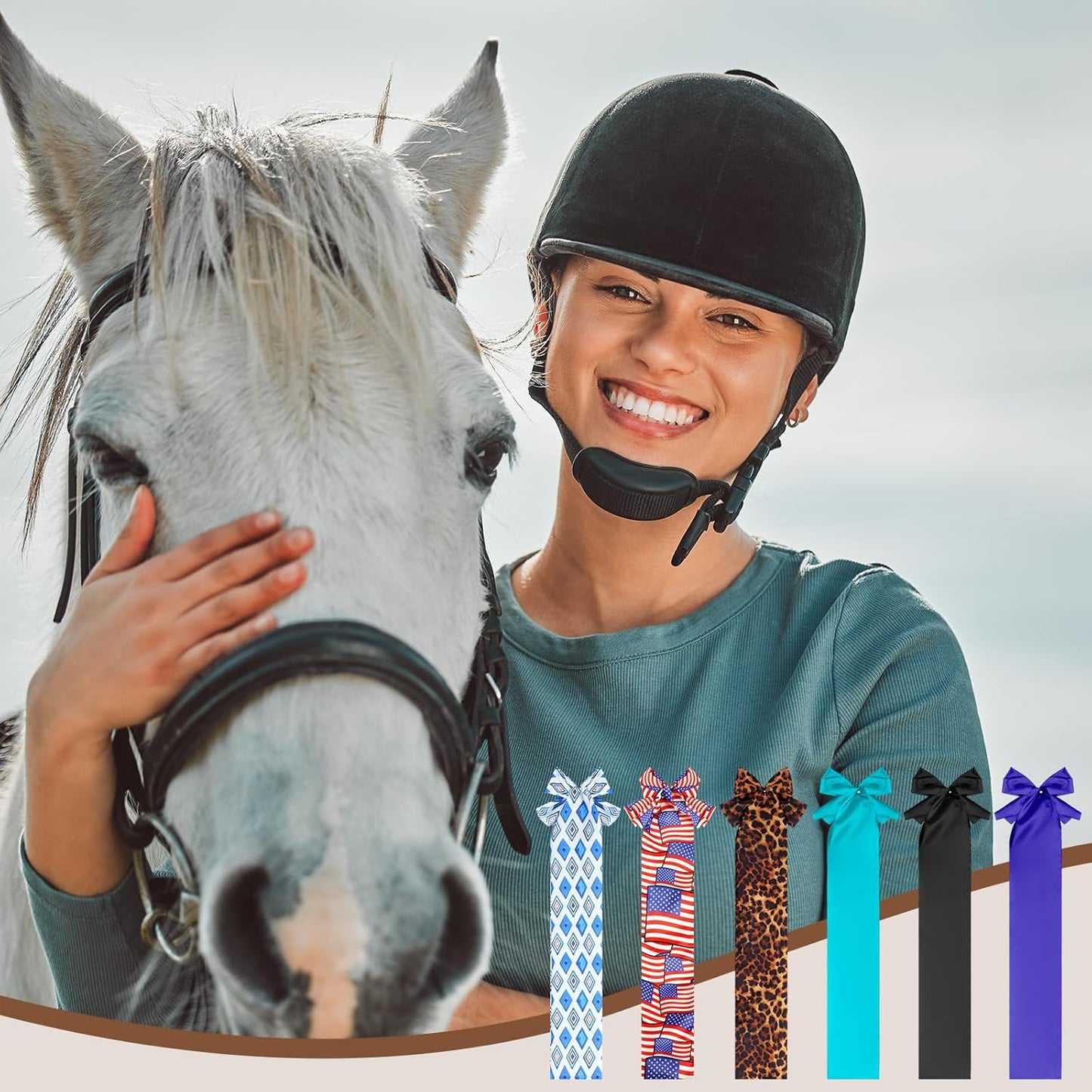 6 Pcs Horse Tail Bag Breathable Guard 22" Slip on Horse Care Tail Wrap 2 Strand Closure Straps Grooming Supplies to Keep from Dirt Breakage Rubbing 6 Designs(Modern Style)