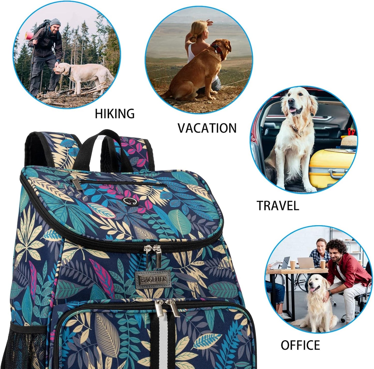 BAGLHER丨Dog Travel Bag, Airline Approved Pet Supplies Backpack, Dog Travel Backpack with 2 Silicone Collapsible Bowls and 2 Food Baskets - Pawvie