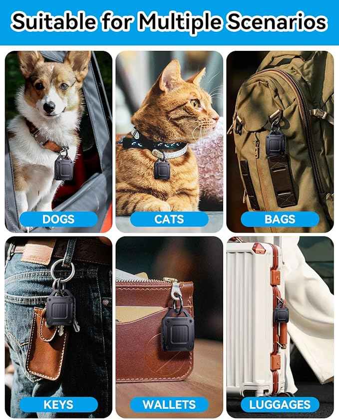 DDJ 2-Pack IPX8 Waterproof for AirTag Holder Case Keychain, Screw Lock - Rugged Case for Apple AirTags 1st & 2nd Generation with Key Ring, Durable Air TagHolder for Dog Collar/Luggage/Key/Backpack