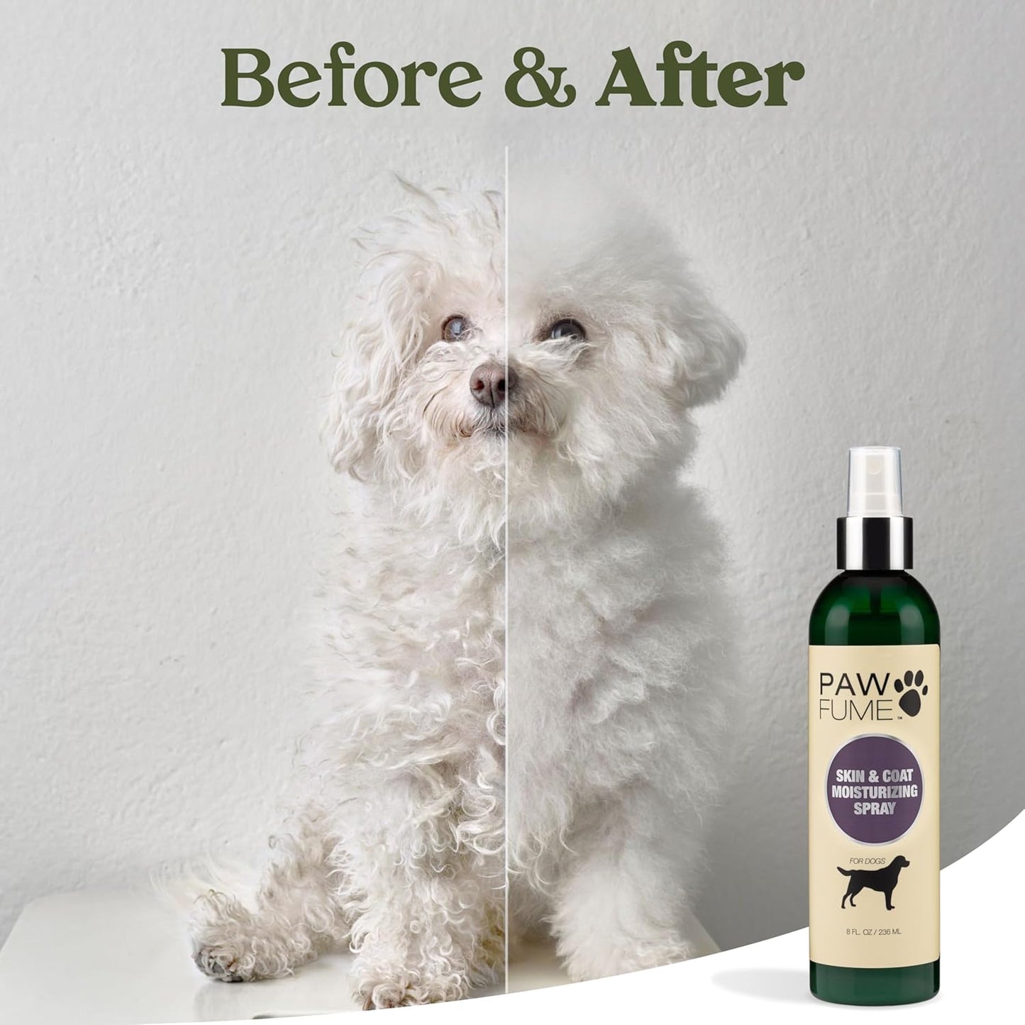 PAWFUME Skin & Coat Detangler Spray for Dogs, 1-Pack – Soothe Dry, Itchy Coats Quickly – Non-Toxic Chamomile & Oat Formula, Essential Fatty Acids & Vet-Certified – Dog Detangler Spray Dematting Care