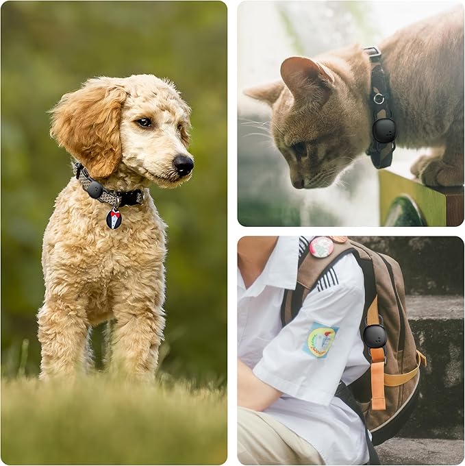 DDJ 2-Pack Cat Collar Case for Life360 Tile Sticker (Small Tracker)–NOT Compatible with Tile Mate/Pro–Silicone Protective Holder for Dog/Pet Collar, Ultra Durable, Easy Installation, Lightweight,Black
