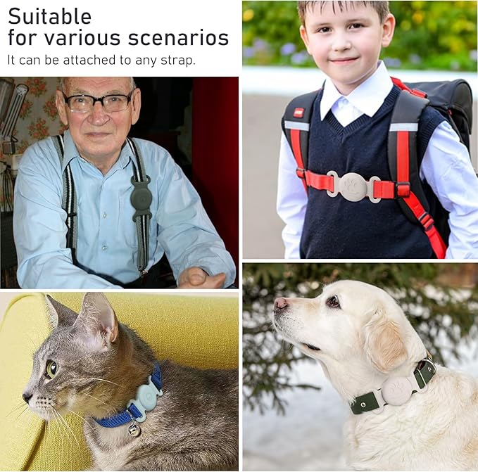 2 Pack Case for Airtag Dog Cat Collar Holder, Soft Silicone Anti-Lost Waterproof Protective Case Compatible with Apple Airtag, for Pet Dog Cat Collars Holder